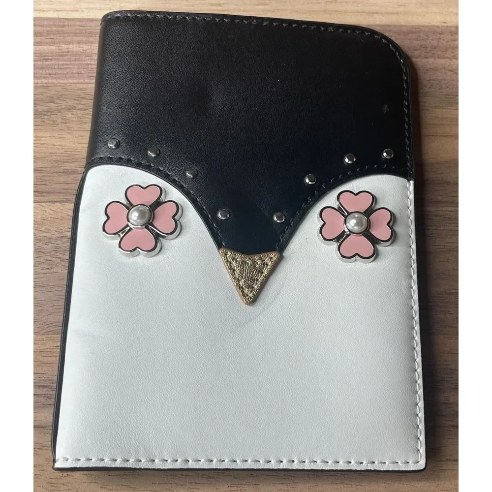 Kate Spade Frosty Penguin Leather‎ Passport Holder Travel Wallet Multi